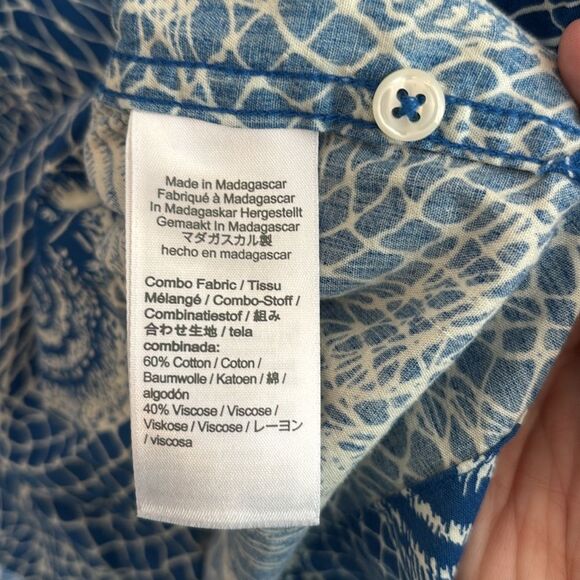 J. crew Blue camp collar seashell Pattern beach button up casual Shirt men large - Picture 9 of 12